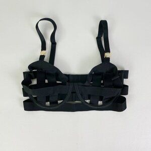 NWOT Victoria's Secret Bra 32D Unlined Balconet Strappy Banded Black B1729